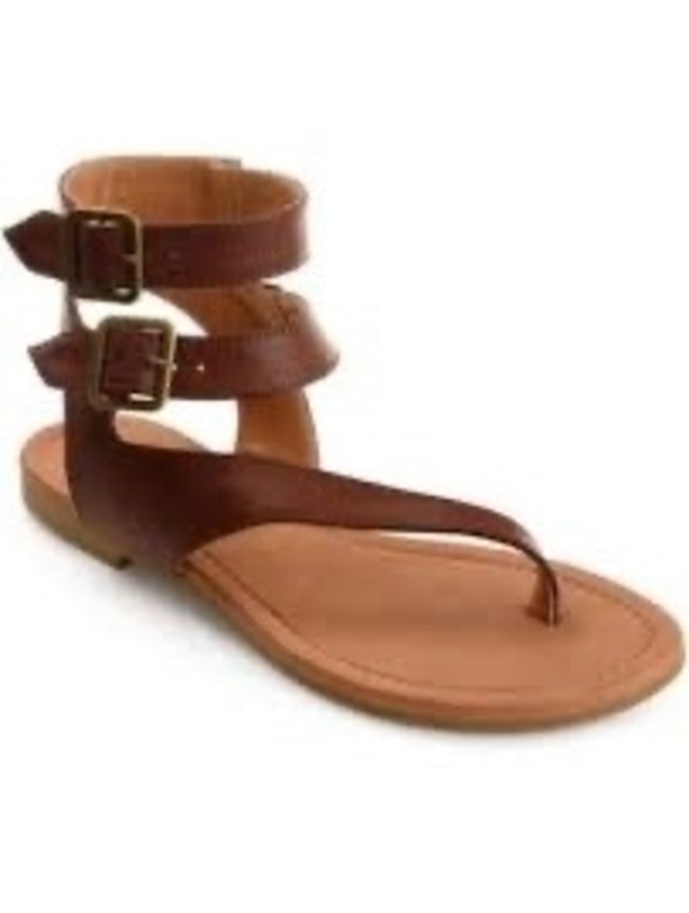 Womans Size 7.5 Journee Kylee Boho Brown Gladiator Ankle Strap Flat Thong Sandal